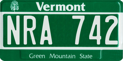 VT license plate NRA742