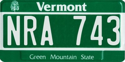 VT license plate NRA743