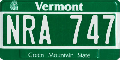 VT license plate NRA747