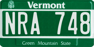 VT license plate NRA748