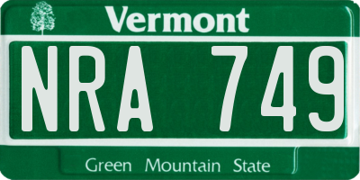 VT license plate NRA749