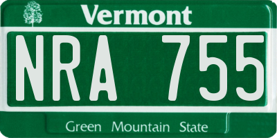 VT license plate NRA755
