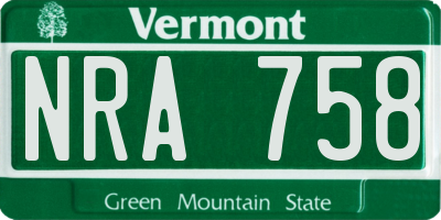 VT license plate NRA758