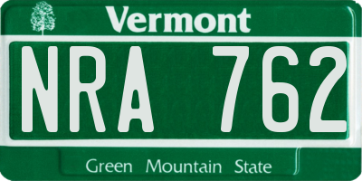 VT license plate NRA762