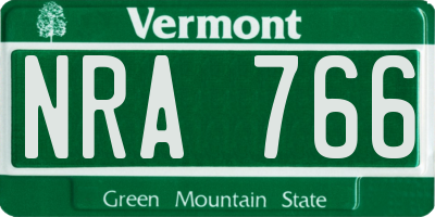VT license plate NRA766