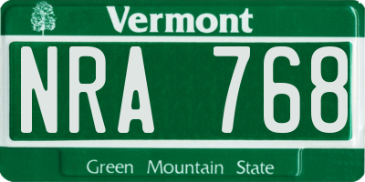 VT license plate NRA768