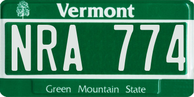 VT license plate NRA774