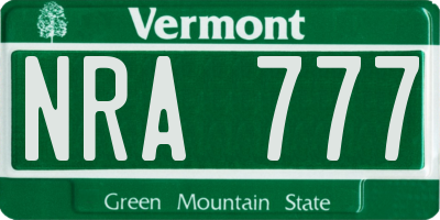 VT license plate NRA777