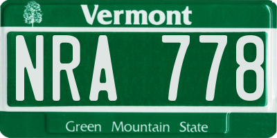 VT license plate NRA778