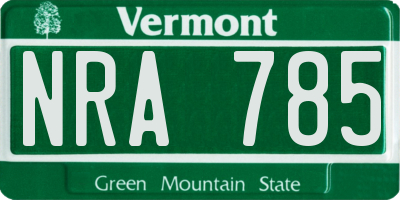 VT license plate NRA785