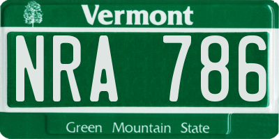 VT license plate NRA786