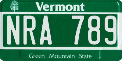 VT license plate NRA789