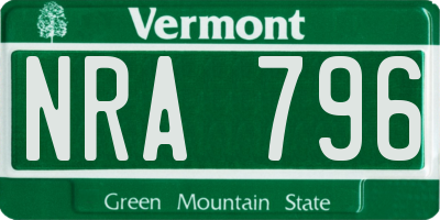 VT license plate NRA796