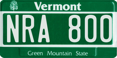 VT license plate NRA800