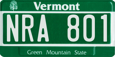 VT license plate NRA801