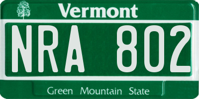 VT license plate NRA802