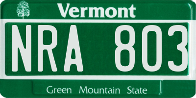 VT license plate NRA803