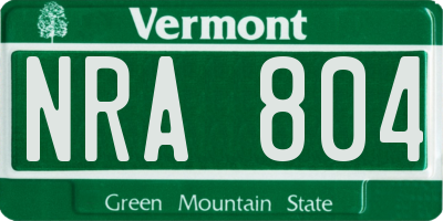 VT license plate NRA804