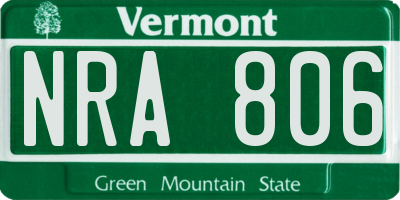 VT license plate NRA806