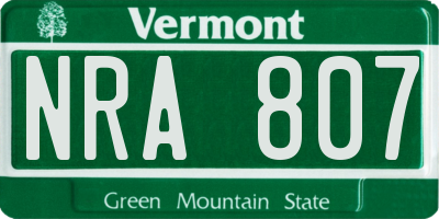 VT license plate NRA807