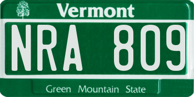VT license plate NRA809