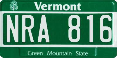 VT license plate NRA816