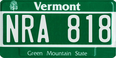 VT license plate NRA818