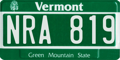 VT license plate NRA819