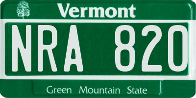 VT license plate NRA820
