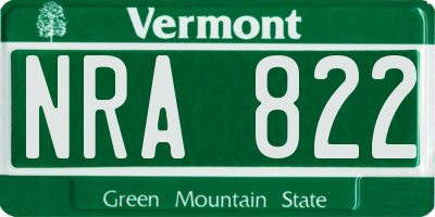 VT license plate NRA822