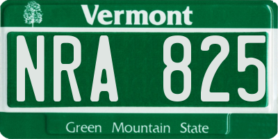 VT license plate NRA825
