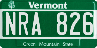 VT license plate NRA826