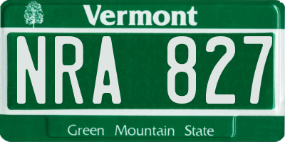 VT license plate NRA827