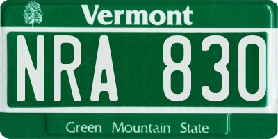 VT license plate NRA830