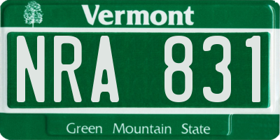 VT license plate NRA831