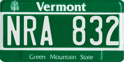 VT license plate NRA832