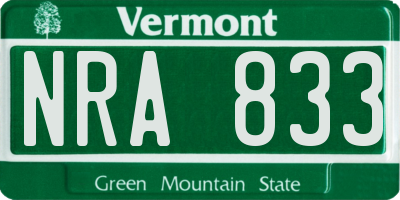 VT license plate NRA833