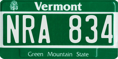 VT license plate NRA834