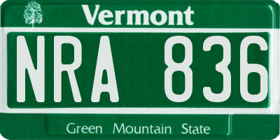 VT license plate NRA836