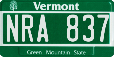 VT license plate NRA837
