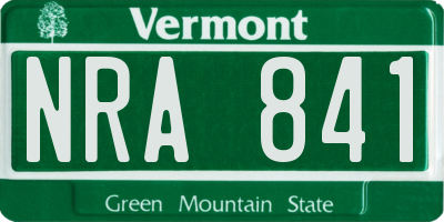 VT license plate NRA841