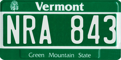 VT license plate NRA843