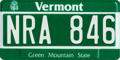 VT license plate NRA846