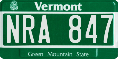 VT license plate NRA847