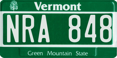 VT license plate NRA848