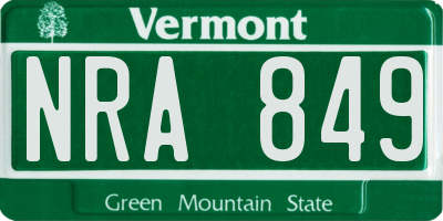 VT license plate NRA849