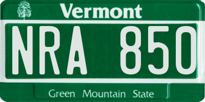 VT license plate NRA850