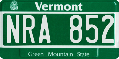 VT license plate NRA852