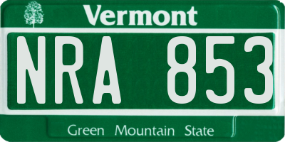 VT license plate NRA853
