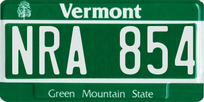 VT license plate NRA854